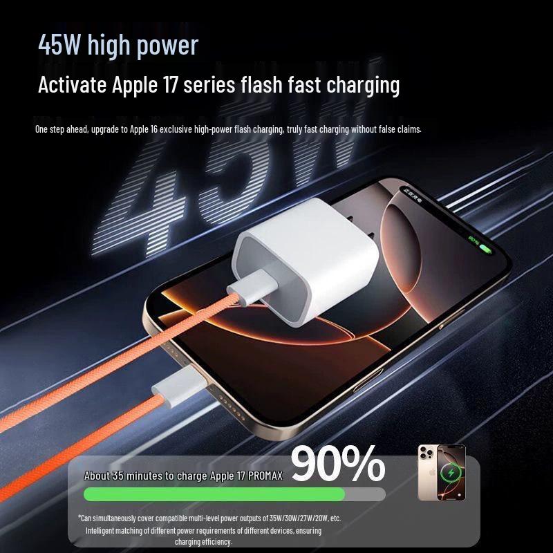 Orange Double Braided USB-C Data Cable for Apple 15/16/17, PD Fast Charging, 60W/100W 1m Fast Charging Cable (C-C) (Orange)