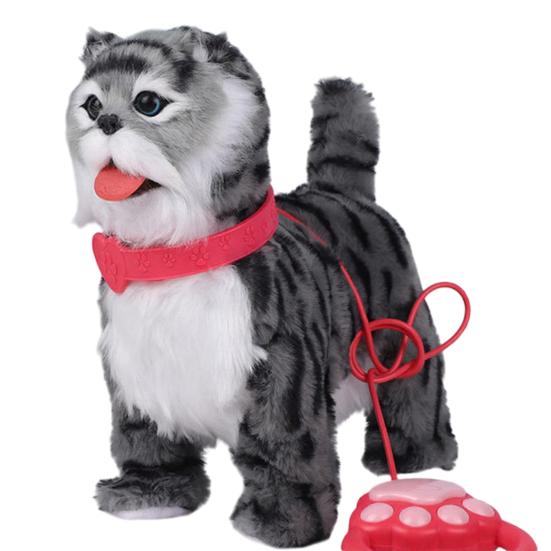 Elektrická plyšová hračka pro mazlíčky s pohybem olizování jazyka Životaschopné zvuky Interaktivní chodící plyšový pes kočka s vodítkem Vzdělávací simulační plyšák