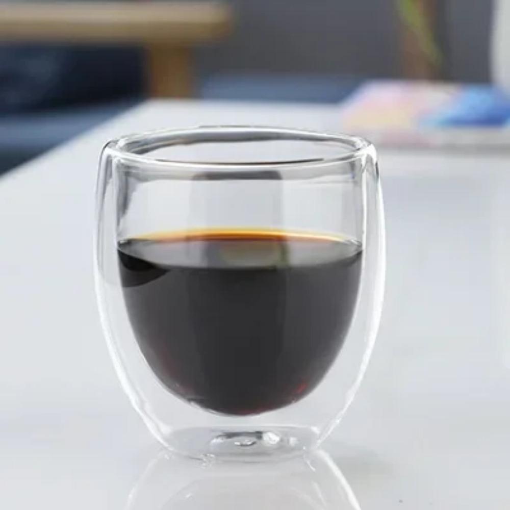 250-450ml Doppelwandiges Glas Tasse Runde Form Einfarbig Bier Milch Kaffee Hitzebeständig Wasserbecher Transparente Tasse Glasbecher