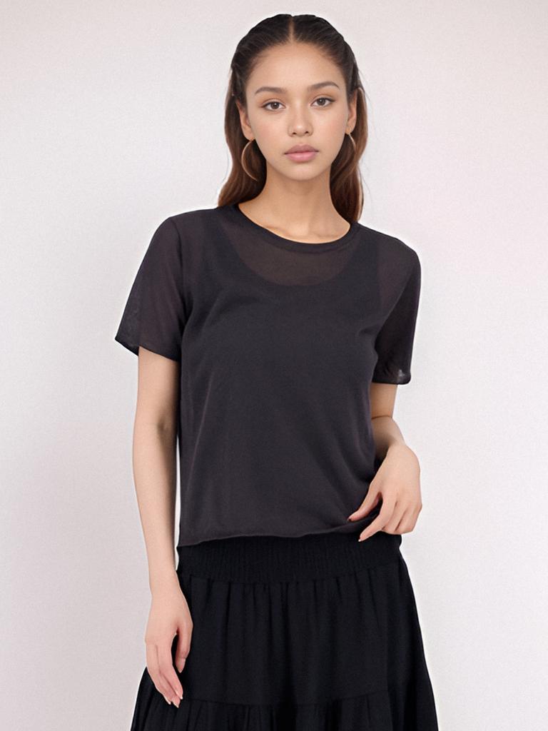 ACUD Half Sleeve Sheer Knit_Grey