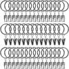 40 Pack Curtain Rings With Clips, Drapery Clips With Rings, Drapes Rings 1.5 In Interior Diameter, Fits Up To 1.2 In Curtain Rod, Black