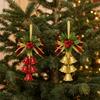Metal Christmas Bell Pendant Velvet Bow Christmas Tree Bell Decoration  Xmas Party Home Decoration
