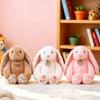 Cute Floral Bunny Plush Toy Soft Stuffed Rabbit Doll for Kids Girls Birthday Gift Pink 12 Inch