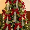 5PC Pearl Flocking Bow Christmas Tree Ornaments Xmas Tree Decor Hanging Pendants Window Wall Decor Home Party 2027New Year Gift