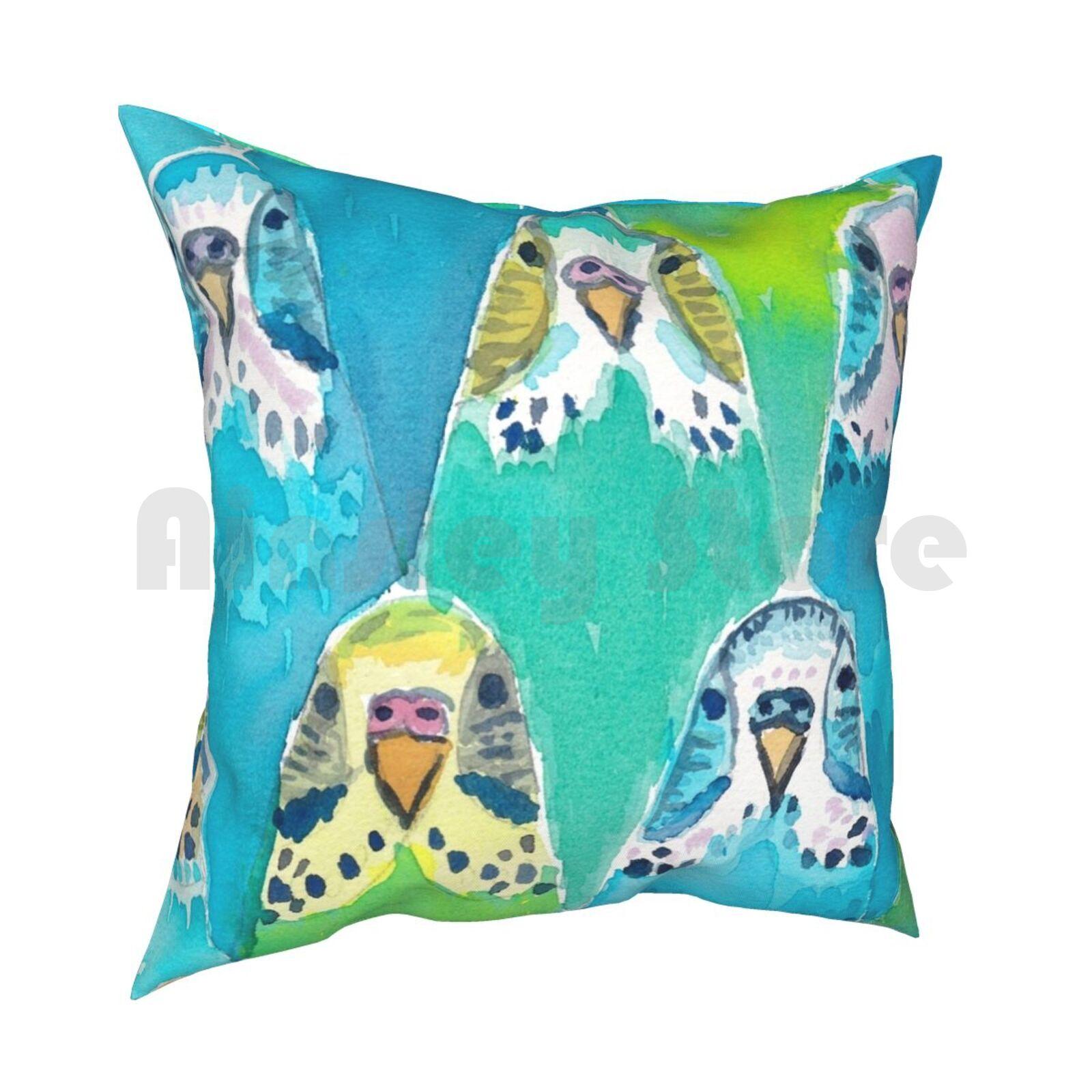 Watercolour Budgies Pillow Case Printed Home Soft Throw Pillow Parakeet Budgie Watercolor Budgie Watercolor Parakeet 30x30cm 12x12in
