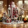 1pcs Christmas Reindeer Sleigh Santa Figurine 2D Acrylic Christmas Santa Claus On Sleigh Decoration Holiday Party Supplies