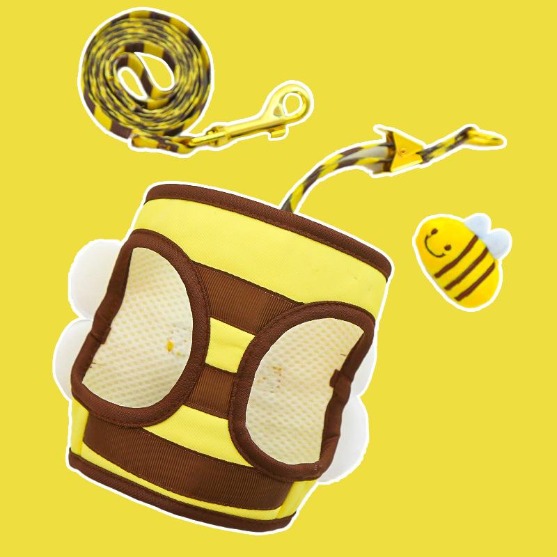 

Little Bee Dog Chest and Back Strap Cute Cartoon Pet Vest Style Chest and Back Strap Outdoor Dog Walking Leash L