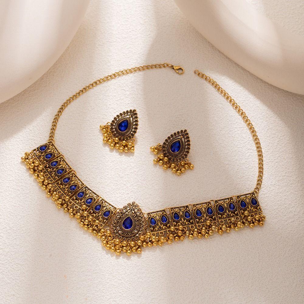 Náhrdelník s přívěskem ve tvaru kapky vody, náušnice, sada šperků pro ženy s kamínky, svatba