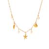 Beach Starfish Shell Pendant Necklace with Pearl Accents for Women