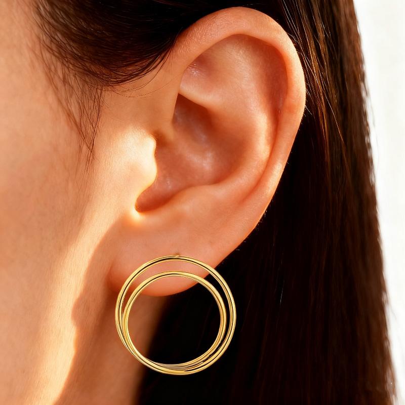 Two-layers Entanglement Round Stud Earrings for Women Punk Personality Simple Design Female Small Earrings Cool Stuff