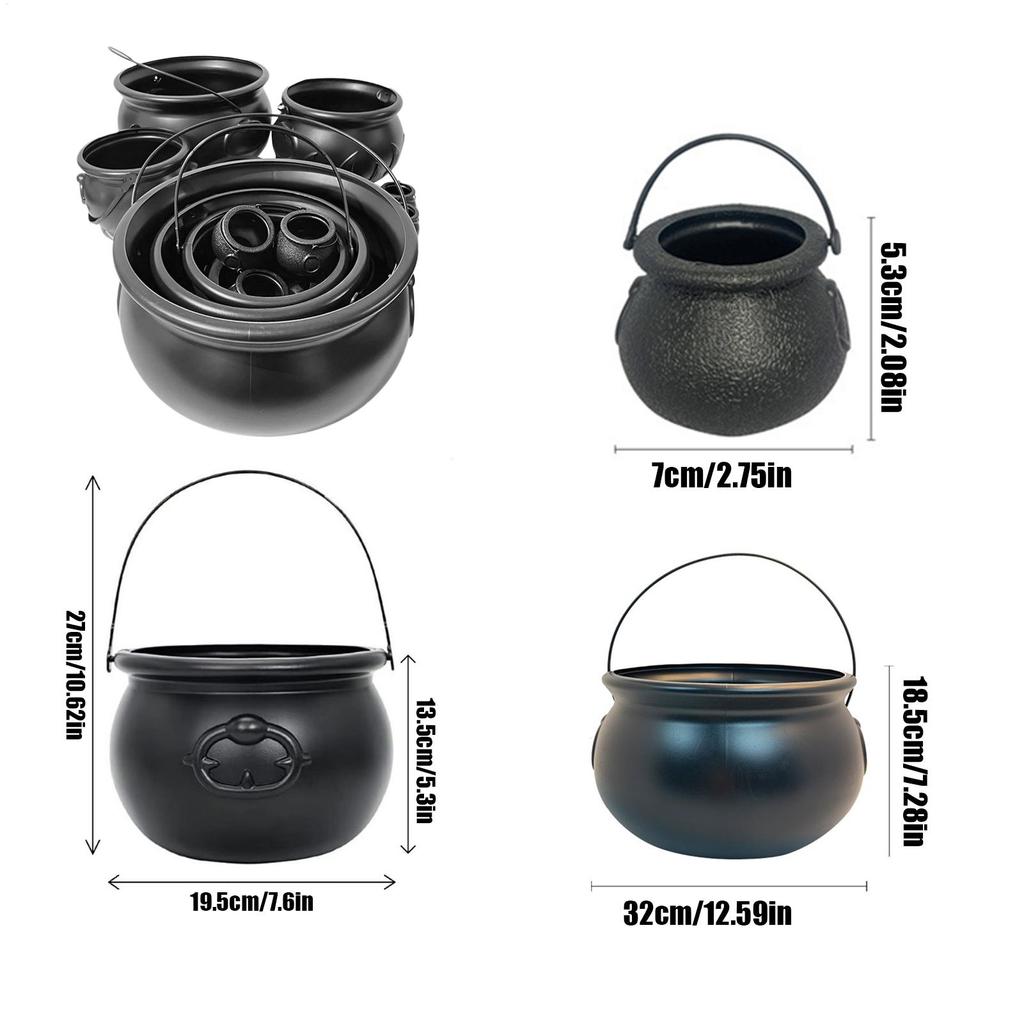 Halloween Treat Candy Bowl Witches Cauldron Set Storage Bucket Home Decorations for Party Cabinet Desktop Centerpieces