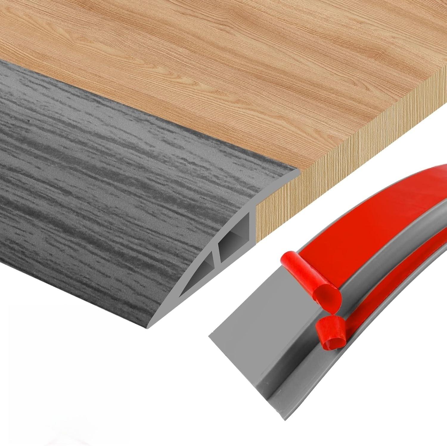 

1PC 1m/39.37inch Wood Floor Transition Strip Edge Closing Strip Floor Seam Wear-Resistant Soft Plastic Flat Buckle Dge Threshold 1mx7cm