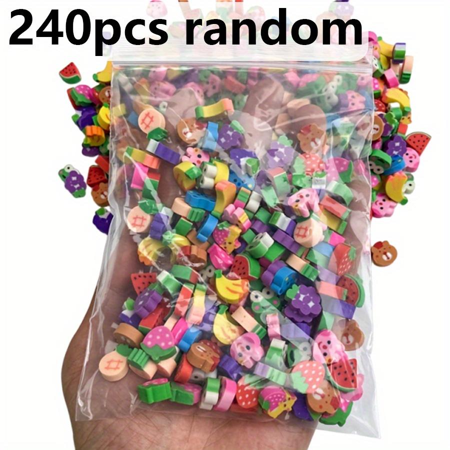 120/240pcs Mini Cartoon Rubber Fruit Animal Cake Shape Cute Erasers Stationery Praise Kids Gifts School Office Supplies JXB
