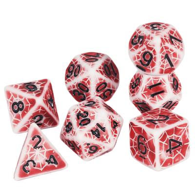 Conjunto de dados poliédricos retrô 7 peças DND Dados com teia de aranha para jogos DND TRPG D4 D6 D8 D10 D00 D12 D20 Dados