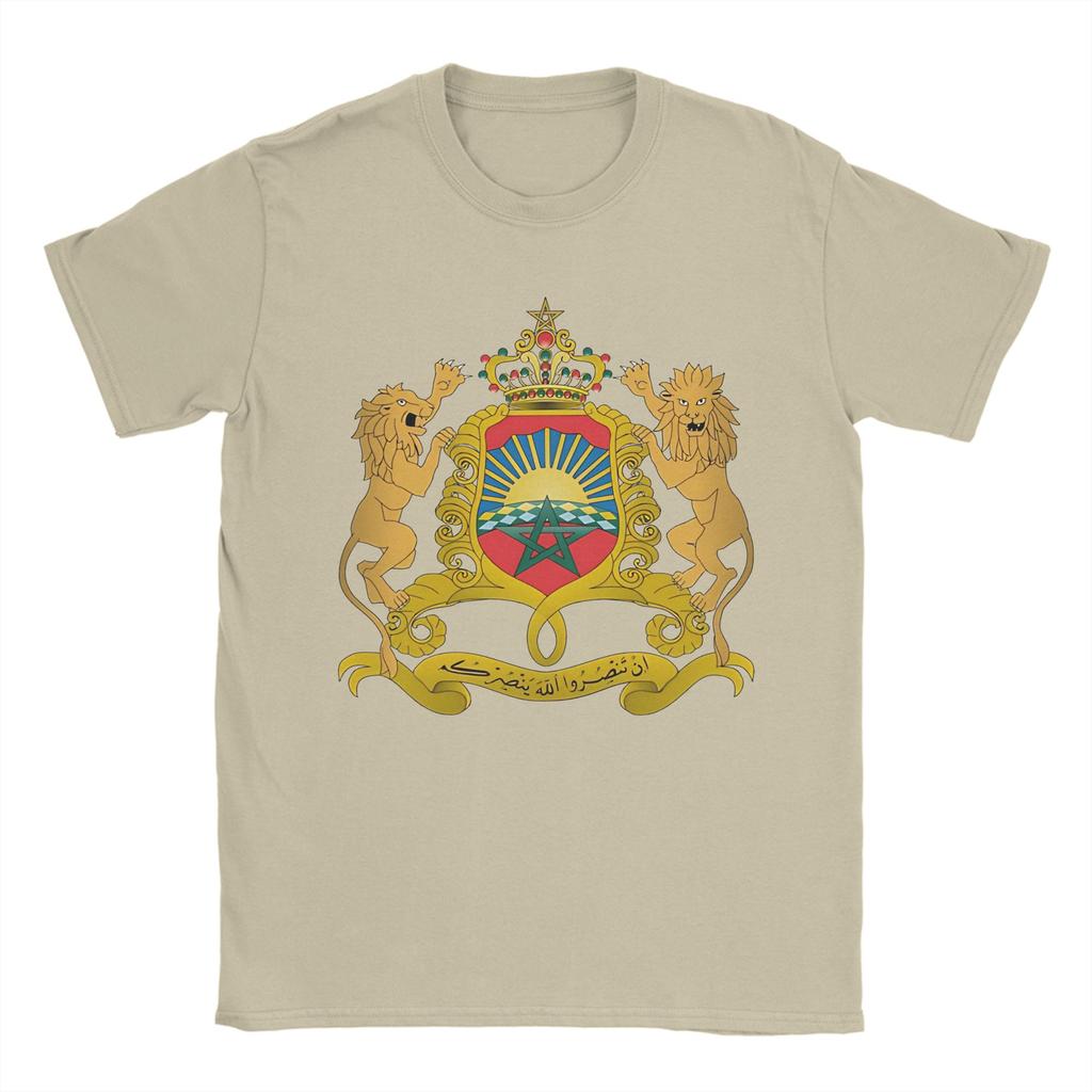 Vintage TShirt Summer Coat of Arms of Morocco Lion TShirts Cotton Tshirt for Men Aesthetic Cheap Print Short Sleeve Tees
