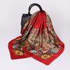 Bohemian Women Muslim Hijab Bandana 90*90cm Print Silk Headkerchief Satin Square Scarf  Office
