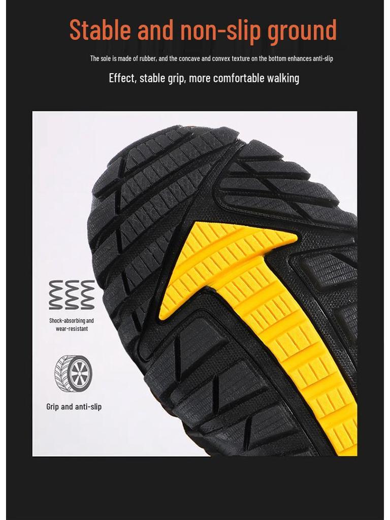 Men's Plus Size Breathable Flyknit Hiking & Trekking Shoes, Low/Mid Top, Thick Sole for Jogging, River Tracing, Camping, and Mountain Activities.