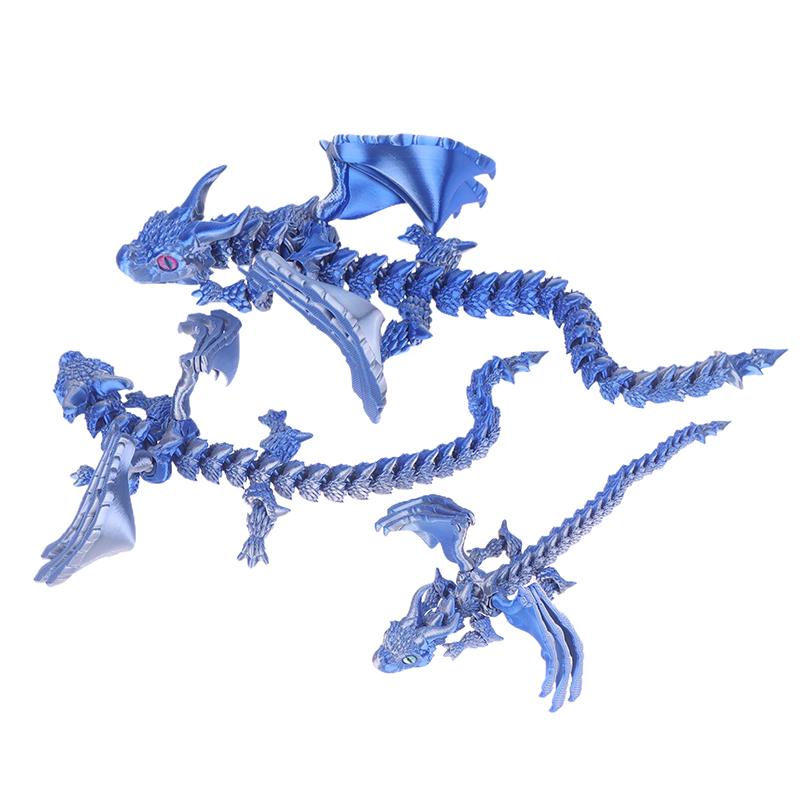 3D-gedruckte geflügelte Kutsche Drachenfigur mit zufälligen Augen Art Deco Harz Drachenskulptur Tischplatte Tierisches Thema Dekorationen