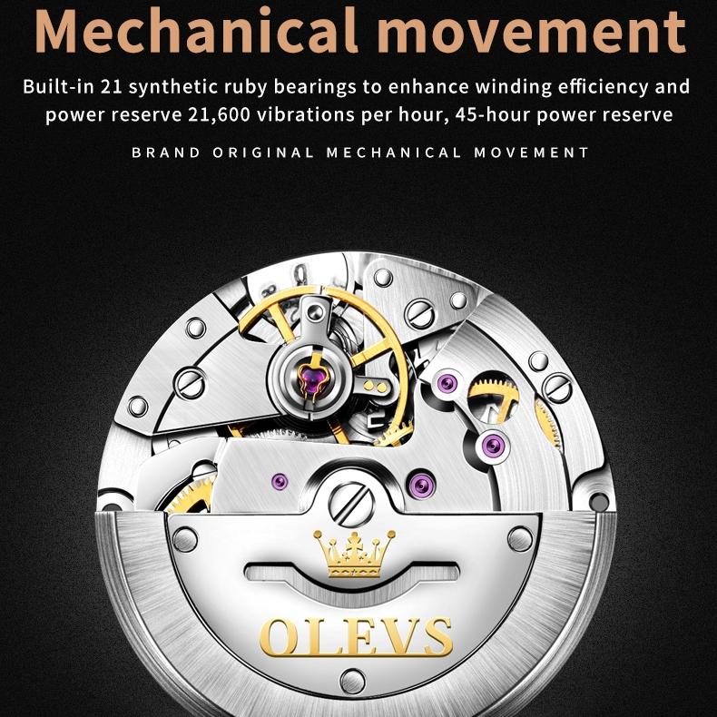 OLEVS Brand New Multi-functional Automatic Mechanical Watch Business Hollow Waterproof Men's Watch