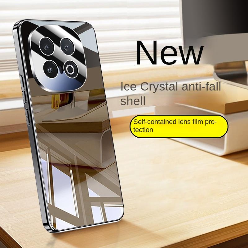 

For VIVO IQOO 13 Anti-Fingerprint Anti-Drop Washable Ice Crystal 360° Ring Airbag Lens All-Inclusive Phone Case For VIVO IQOO 13