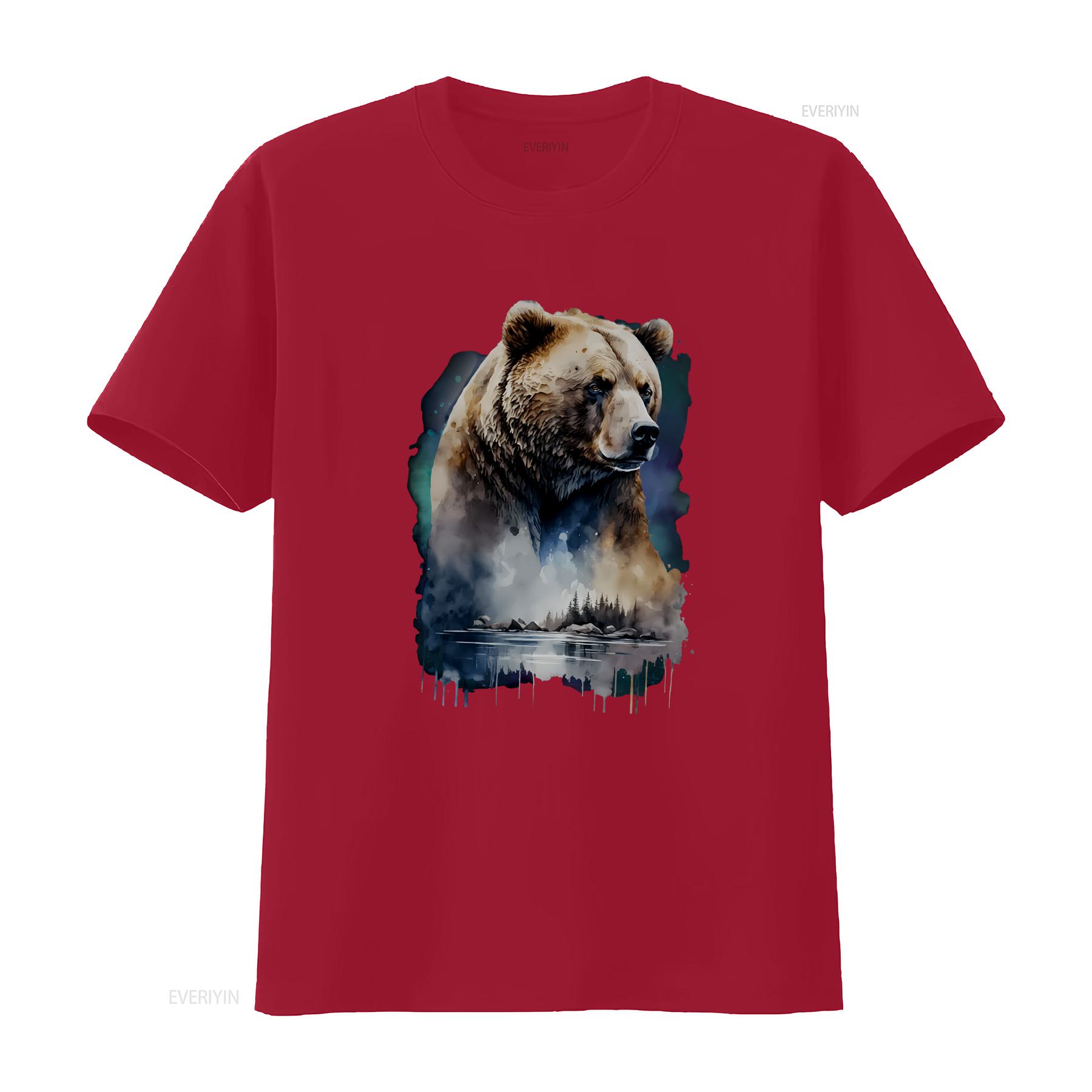 Bear T Shirt Grizzly for Men Forest Wildlife Nature Lover Forestcore Hiker Mountain Adventure Dad vintage Washed S