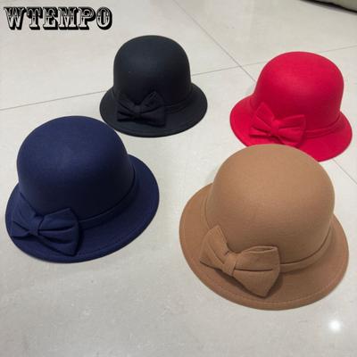 Cappello Autunnale e Invernale Stile Europeo e Americano Cappello Casual con Fiocco Cappello da Donna Cappello Alto Dolce e Caldo