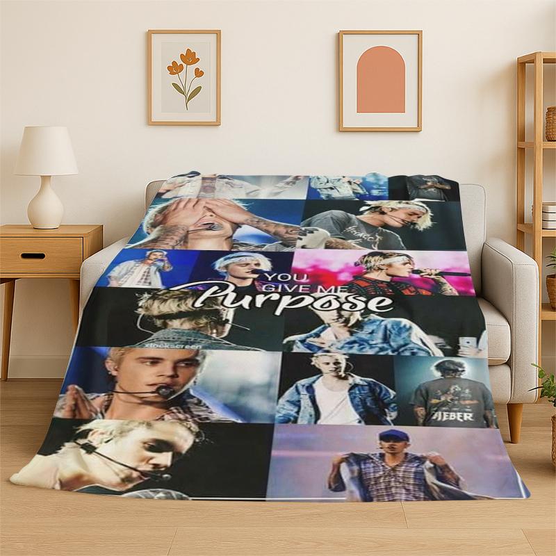 3D Singer Star Flannel Blanket Soft Warm Throw Blanket for Bedroom Living Room Bed Travel Camping Picnic Gift