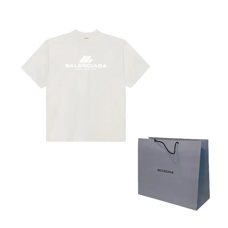Balenciaga Activewear Logo Letter Print Crew Neck Short Sleeved SS24 T Shirt Loose Fit Unisex White 764235TQVT99016