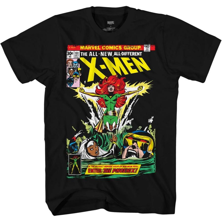 Мужская футболка Marvel с группой персонажей комиксов - Люди Икс Росомаха, Феникс, Циклоп - Ретро Классическая Футболка XXXXXL чёрный