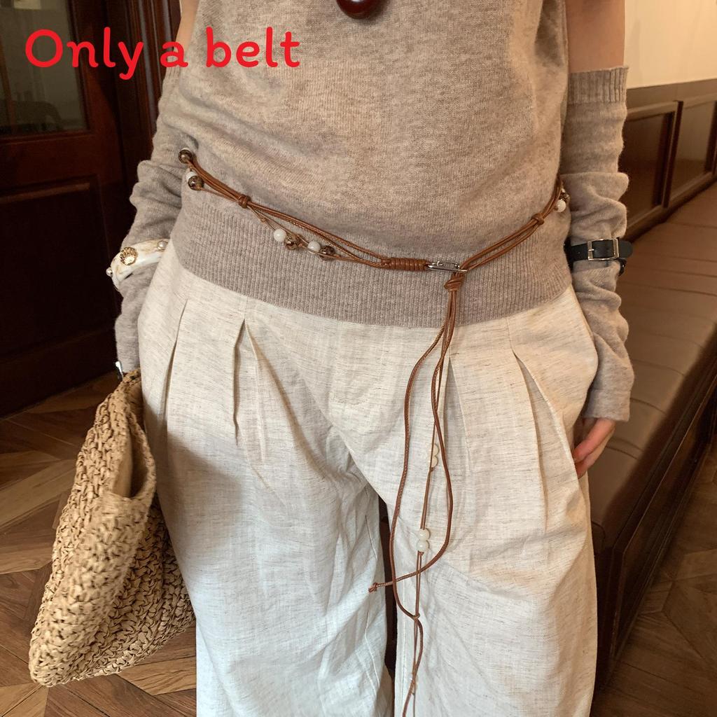 

Woven Beaded Waist Belt With Resin Buckle For Casual Summer Fashion коричневий