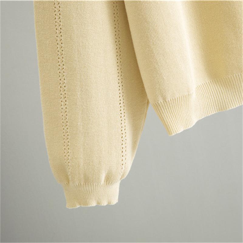 Autumn Women's Collar Half Skirt Set Knitted POLO Collar Simple Hollow Solid Color Loose Long Skirt Set