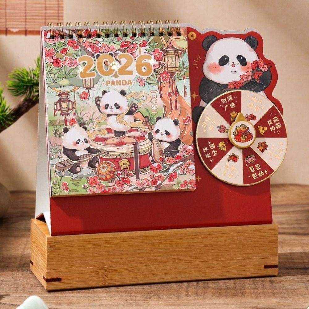 Double Coil Rotary Table Calendar Cartoon Panda Planner Calendar Memo Desk Calendar Student