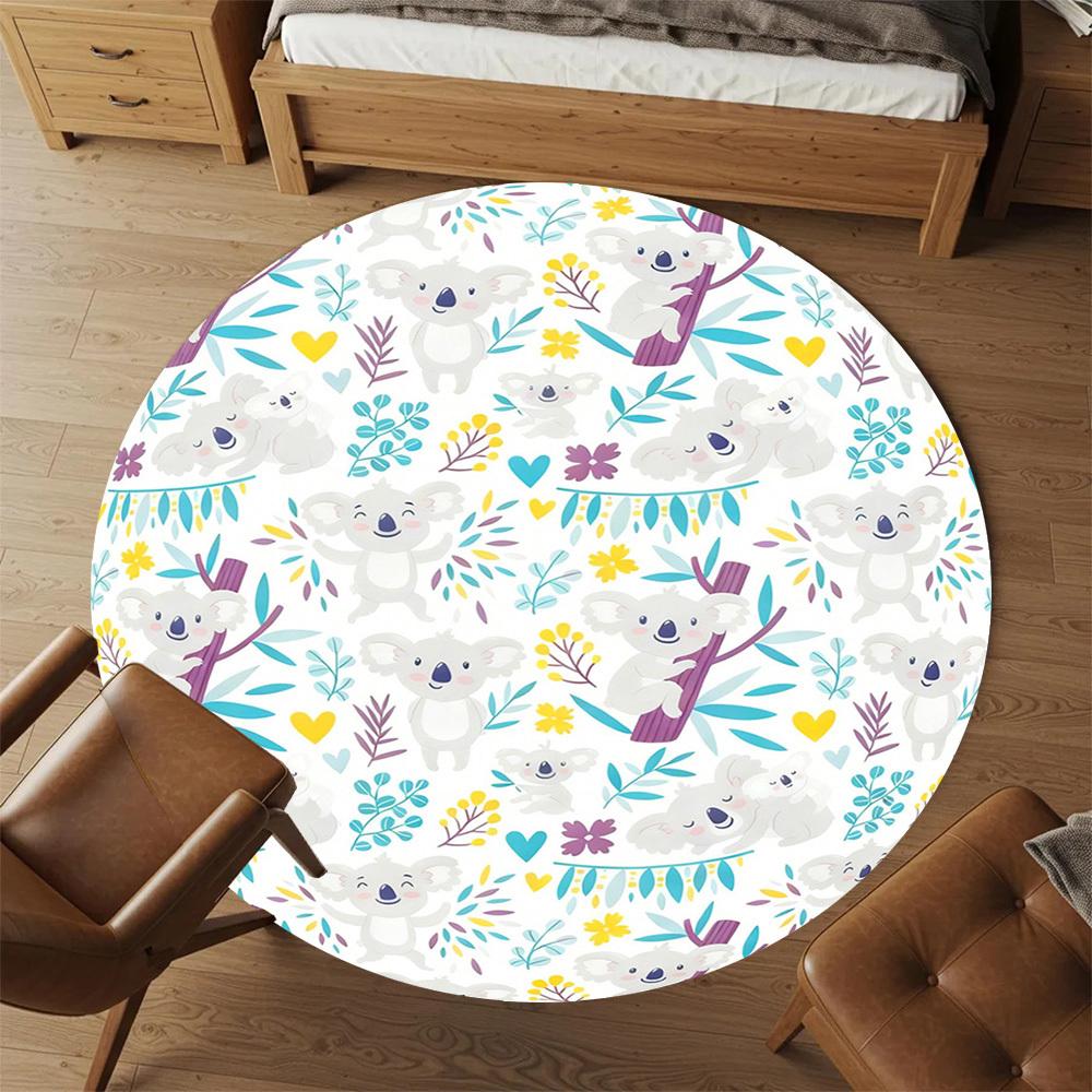 1PC Koala Leaves Round Chair mat Area Rug - Non-Slip, Floor Mat for Office, Bedroom, and Indoor Decor -Gift D1127177
