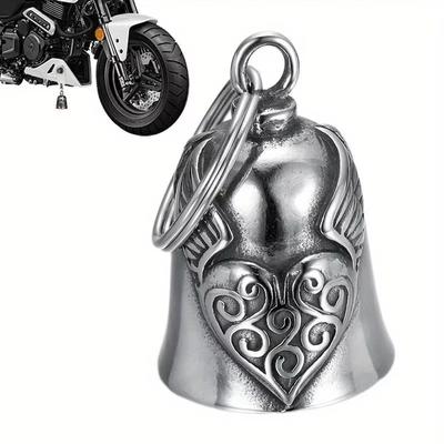 2Pcs Heart Wing Motorcycle Bell Pendant Heart Lucky Bell Style Riding Bell Good Luck Bell Retro Motorcycle Safety Bell Decoration