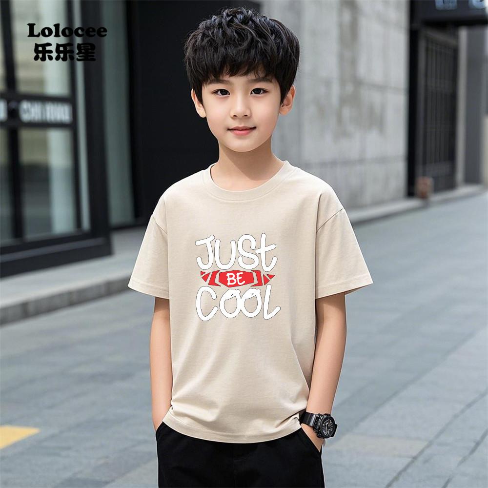 Men's casual letter printed T-shirt pattern top, comfortable children's clothing