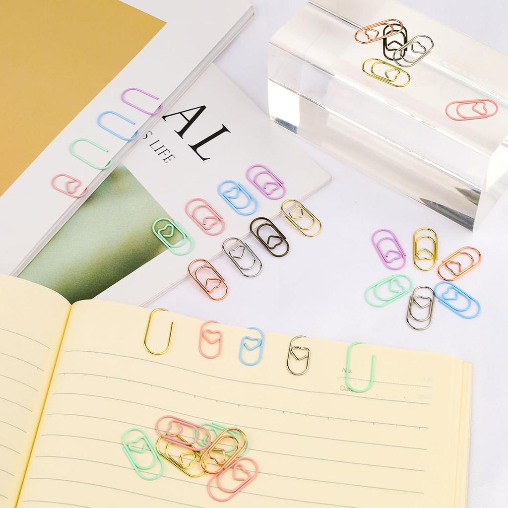 80 Pcs Heart Paper Clips - Love Heart-Shaped Small Clip Metal Journaling Clamps, Colorful Decorative Cute Paper Clips for Women, Document Note
