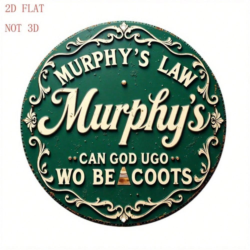

Metal Wall Art Vintage Murphy Law Sign Retro Irish Pub Decor Garage Man Cave Gift 8x8 Inch