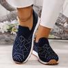 Sommer neue Damen Übergröße Dicksohlen Strass Flyknit Sneaker Stil Fuß Freizeitschuhe