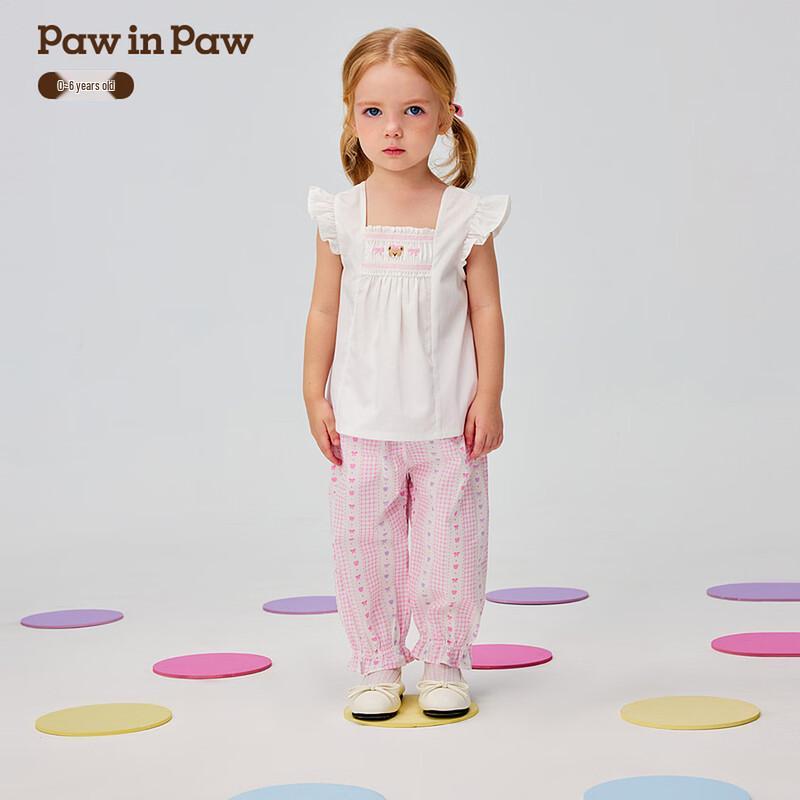 PawinPaw Baby Girl Cartoon Bear Summer Top & Bloomer Set 110