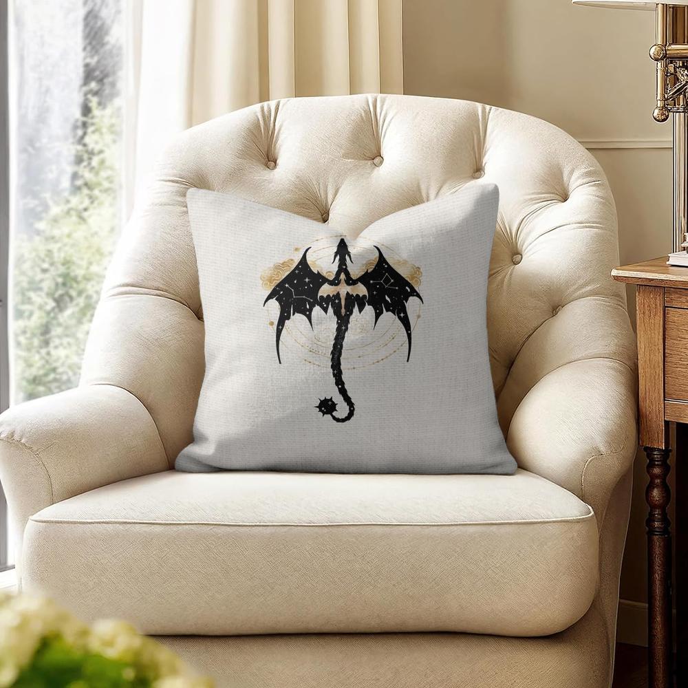 Cartoon WWingS DDragonS Cushion Cover Natural Linen Organic Fabric DoubleSided Printing Couch Pillow Covers Home Decor