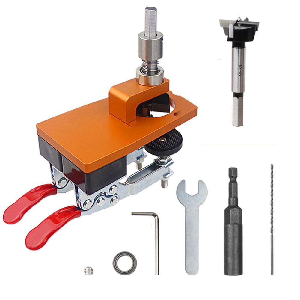 

Hinge Jig Hole Drilling Guide Locator Adjustable 35mm Double Clamp Hinge Hole Opener Cabinet Hinge Hole Fixer Drilling Tools