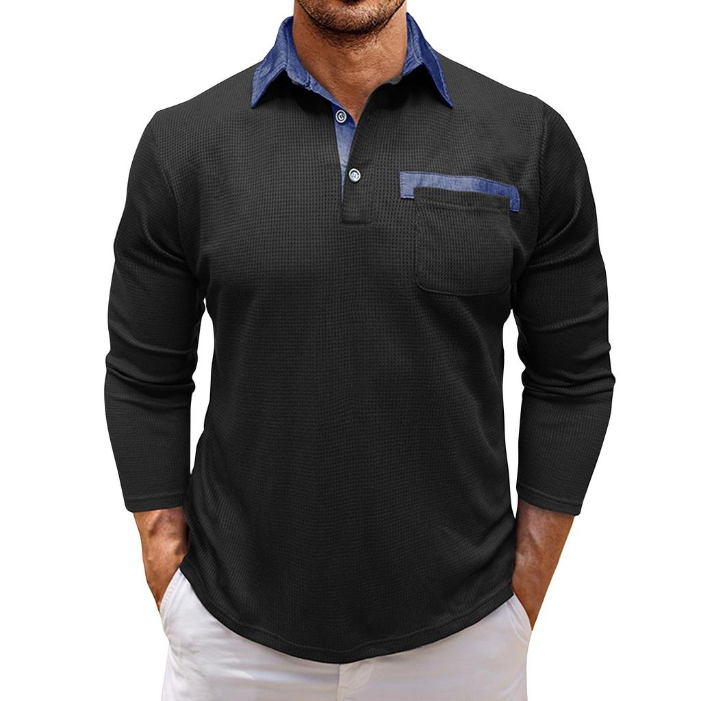 Men's Spring Solid Color Long Sleeve Lapel Shirt Men's Casual Fashion Shirt