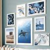 Blue Ocean Wave Shark Flower House Canvas Wall Art Print Posters Modern Painting Pictures Bedroom Living Room Decoration Club