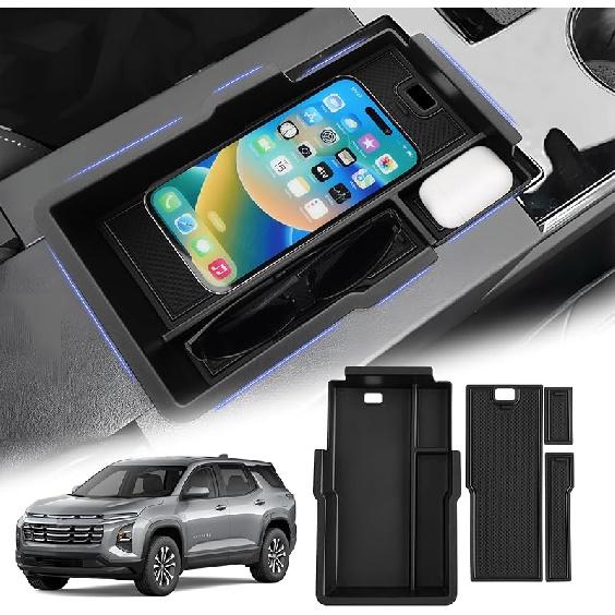 For 2025 Upgraded Ford Ranger Center Console Organizer,2024 2025 Ford Ranger Armrest Storage Box With 2 Color Mats,Ert Console Tray Ranger