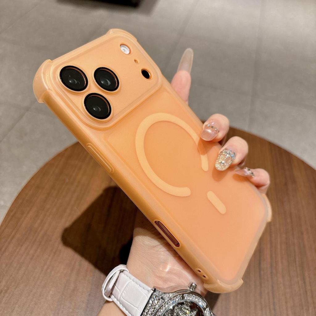 Apple 17Promax Magnetic Case: Four-Corner Airbag, Anti-Drop, Frosted iPhone16 & iPhone15 Cover.