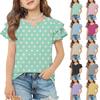 T-shirt da bambina con scollo a V e volant - Blusa estiva a maniche corte