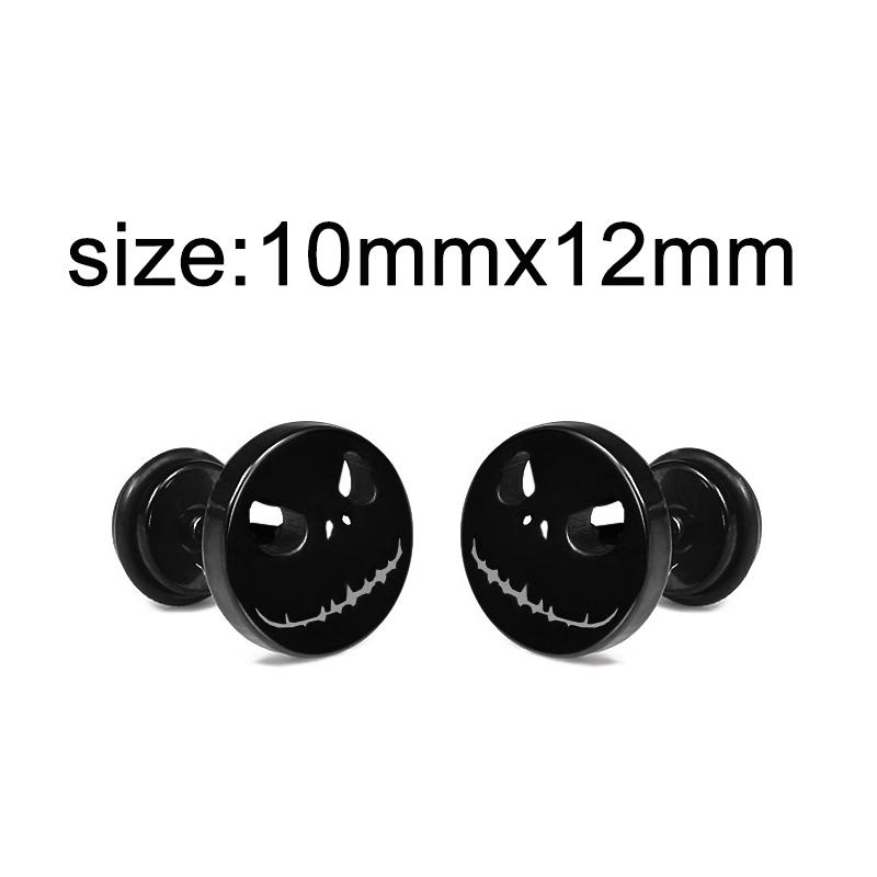 1 Pair Gothic Black Steel-Color Funny Screw Back Stud Earrings For Men/Women Round Ball Spike Cone Tip Stainless Steel Jewelry