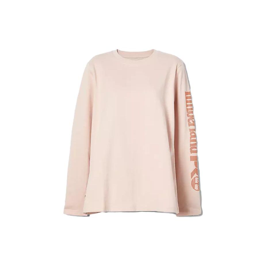 Timberland Loose Fit Round Neck Long Sleeve T-Shirt Women tops Pink A6D8J-662 L