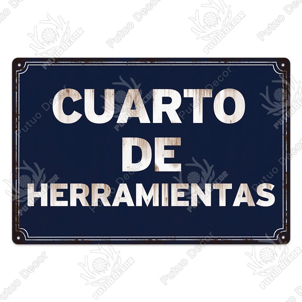 Putuo Decor Spanish Sign Vintage Metal Tin Sign Bar Pub Club Hogarena Bano Man Cave Wall Decor Iron Painting Decorative Plate