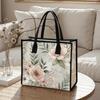 Elegant Floral Print Casual Tote Bag Lightweight Daily Handbag For Shopping Outdoor Commute Use